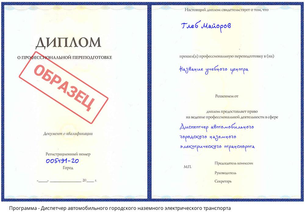 Диспетчер автомобильного городского наземного электрического транспорта Нижний Тагил