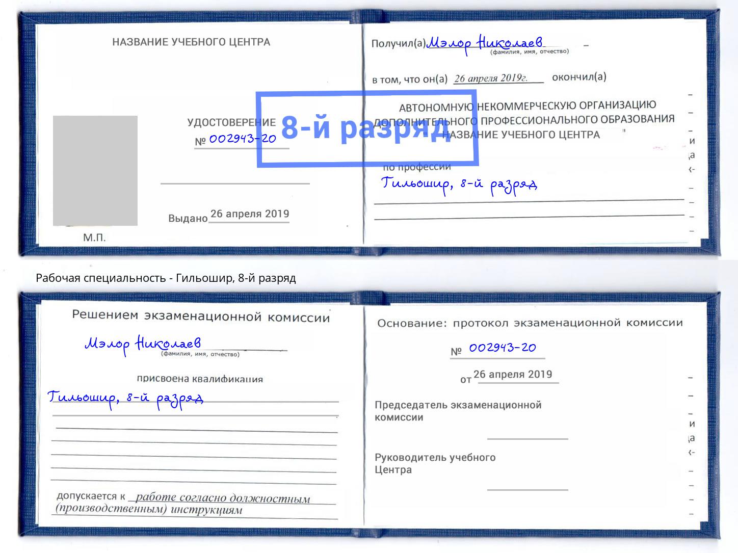 корочка 8-й разряд Гильошир Нижний Тагил